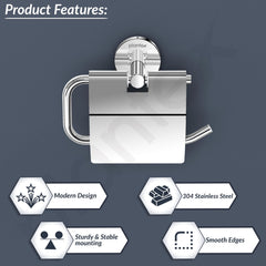 Plantex 304 Grade Stainless Steel Toilet Paper Roll Holder/Wall Mounrted Toilet Tissue Paper Holder/Bathroom Accessories - Oreo (Chrome)-2