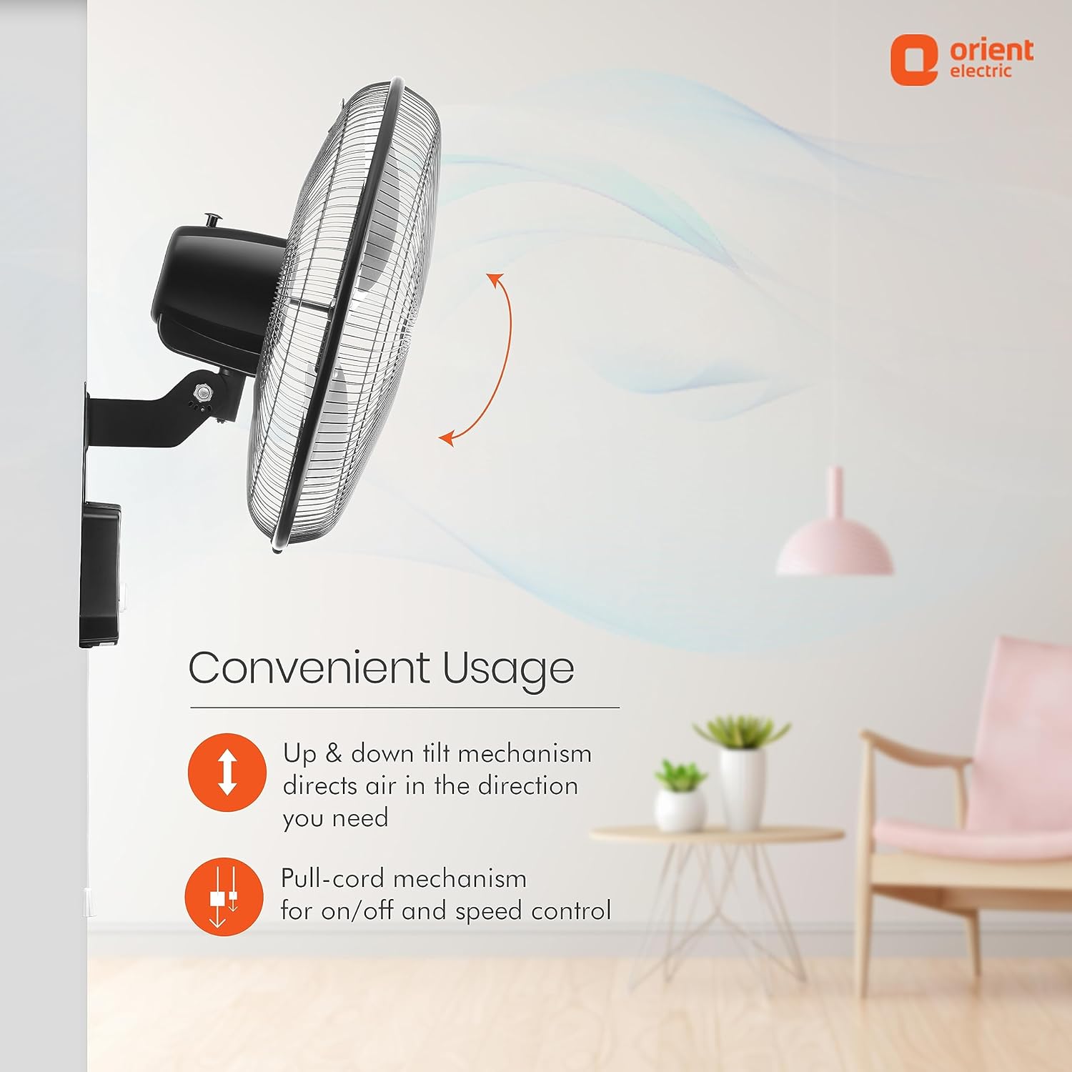 Orient Electric 450mm Tornado - Wall II Fan (Black Metal)