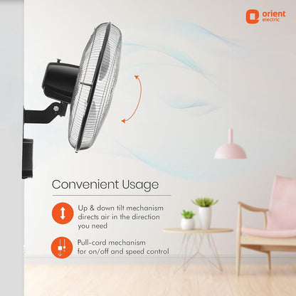 Orient Electric 450mm Tornado - Wall II Fan (Black Metal)