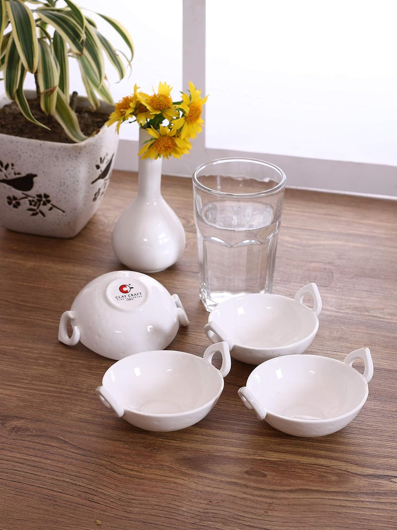 Clay Craft Basics Sauce Kadhai with Handle 4 Pcs
