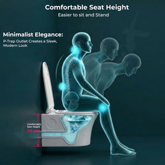Plantex Platinum Ceramic Rimless Wall Mounted Commode/P Trap Washdown Flush Commode with Soft Close Toilet Seat Cover (White)-4