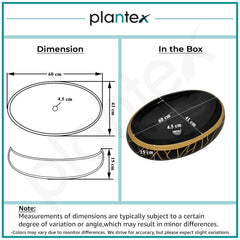 Plantex Black Wash Basin for Bathroom/Table Top Ceramic Basin/Oval Hand Wash Sink for Home/Hotel (23.5x16x6 Inch - Black&Gold)-3