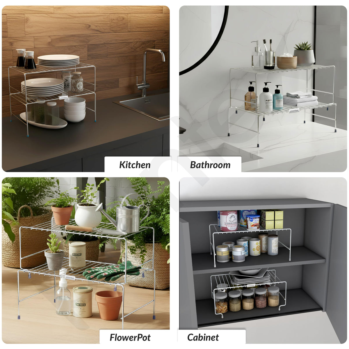 Plantex Stainless Steel Spice Rack/Cabinet Organizer Shelf/Stackable/Expandable Kitchen Shelf Organiser/2 Tier Bathroom Organizer - Chrome-6