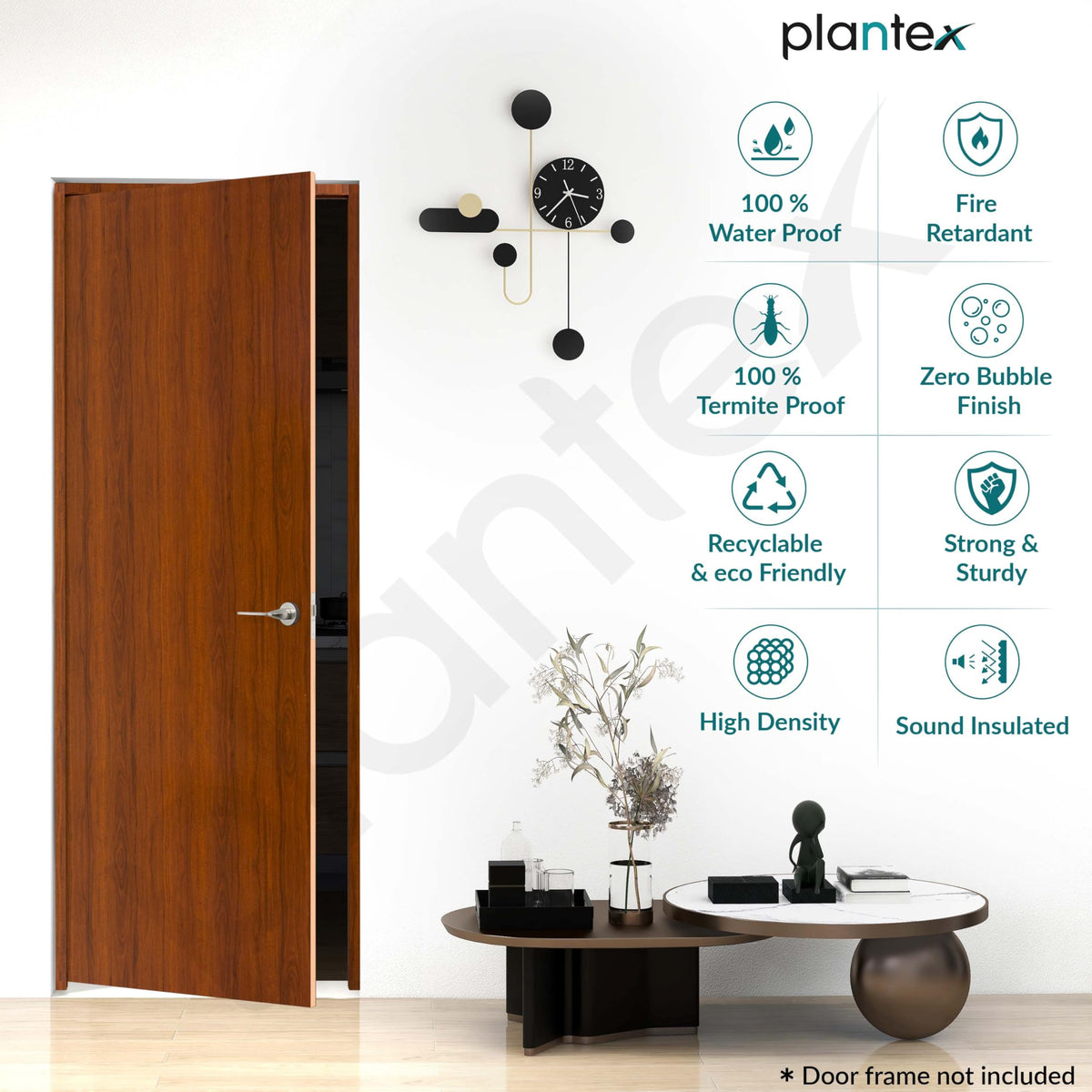 Plantex WPC Bathroom Doors(25 mm,Thickness)/Termiteproof Doors for Bathroom/2.5x6.75 Feet Wooden Finished Door for Home/Balcony/Office/Kitchen,Density-600(30x81 inch,21.5 kg,Classic Wooden),Brown-3