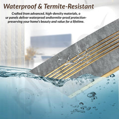 Plantex 3D Charcoal Wall Panels/Pack of 3 Louvers (1x8 Ft Each) /Decorative Panels for Interior Walls/24 Sq. Ft Coverage(WD-2209-Textured Grey & Gold), 2.45 Meters, 0.3 m-3