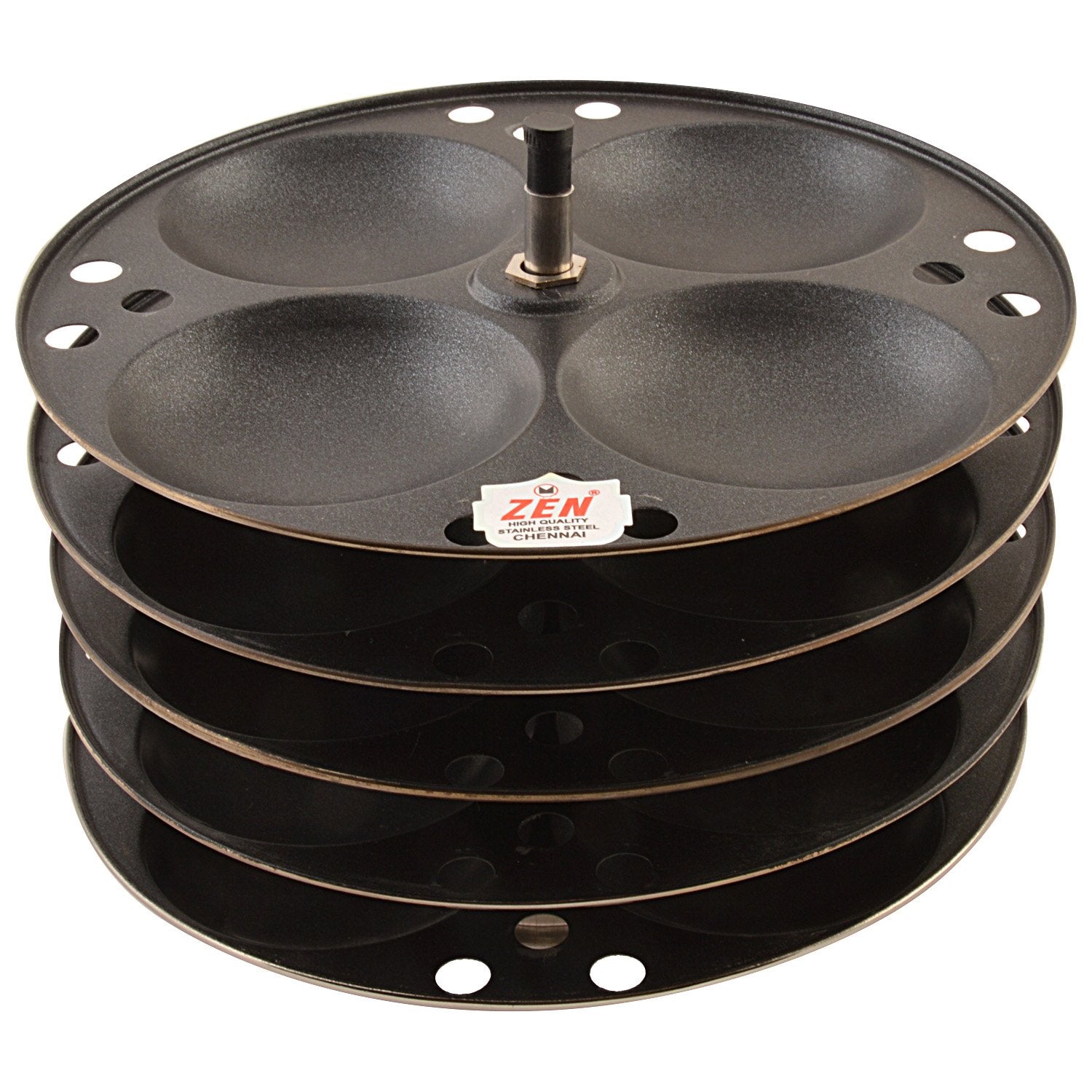 Jain Stainless Steel Nonstick 3 Plate Idly Stand | Idli Maker | Nonstick Idli Stand with Holes for 7.5 liter Prestige Pressure Cooker (12 Idly), Black