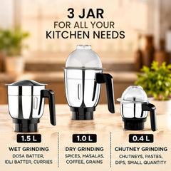 Vidiem Vibe Prime 750W Mixer Grinder with 3 Jars