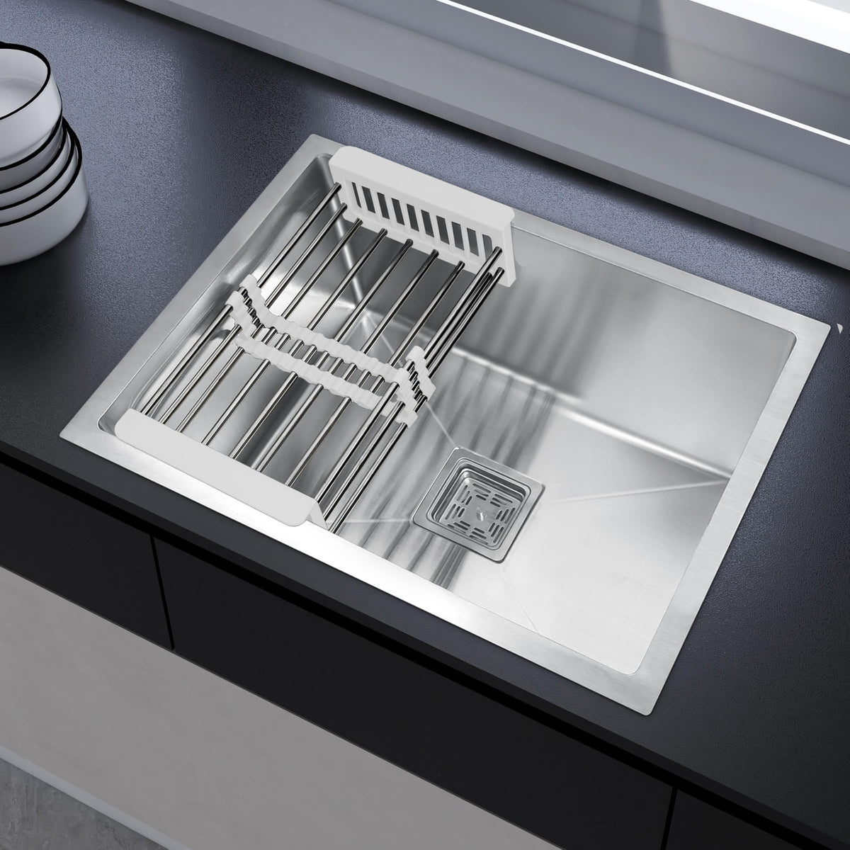Plantex Premium Kitchen Sink/24"x18"x10" Inches Stainless Steel Sink For Kitchen with 7 Years of Warranty by Plantex/Single Bowl Sink - Silver Matt (All Fittings & Drain Rack Included)