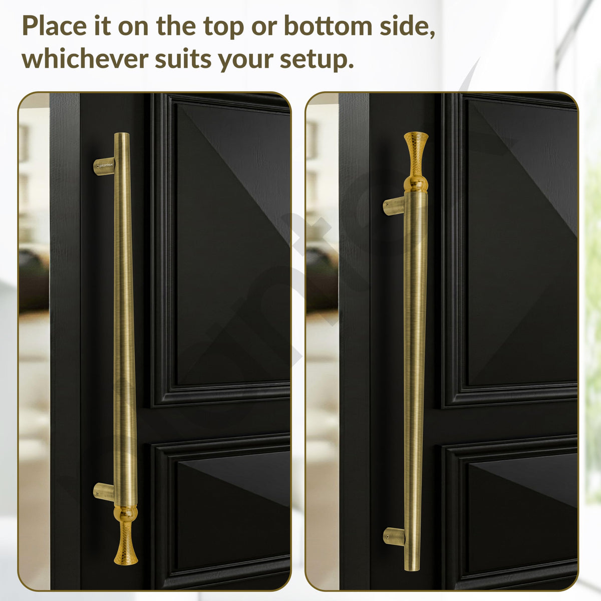 Plantex Main Door Handle/Stainless Steel & Aluminium Door Handle/450mm Pull-Push Handle for Home/Office/Hotel - Pack of 1 (DTMD-413, Brass Antique & Gold)-3