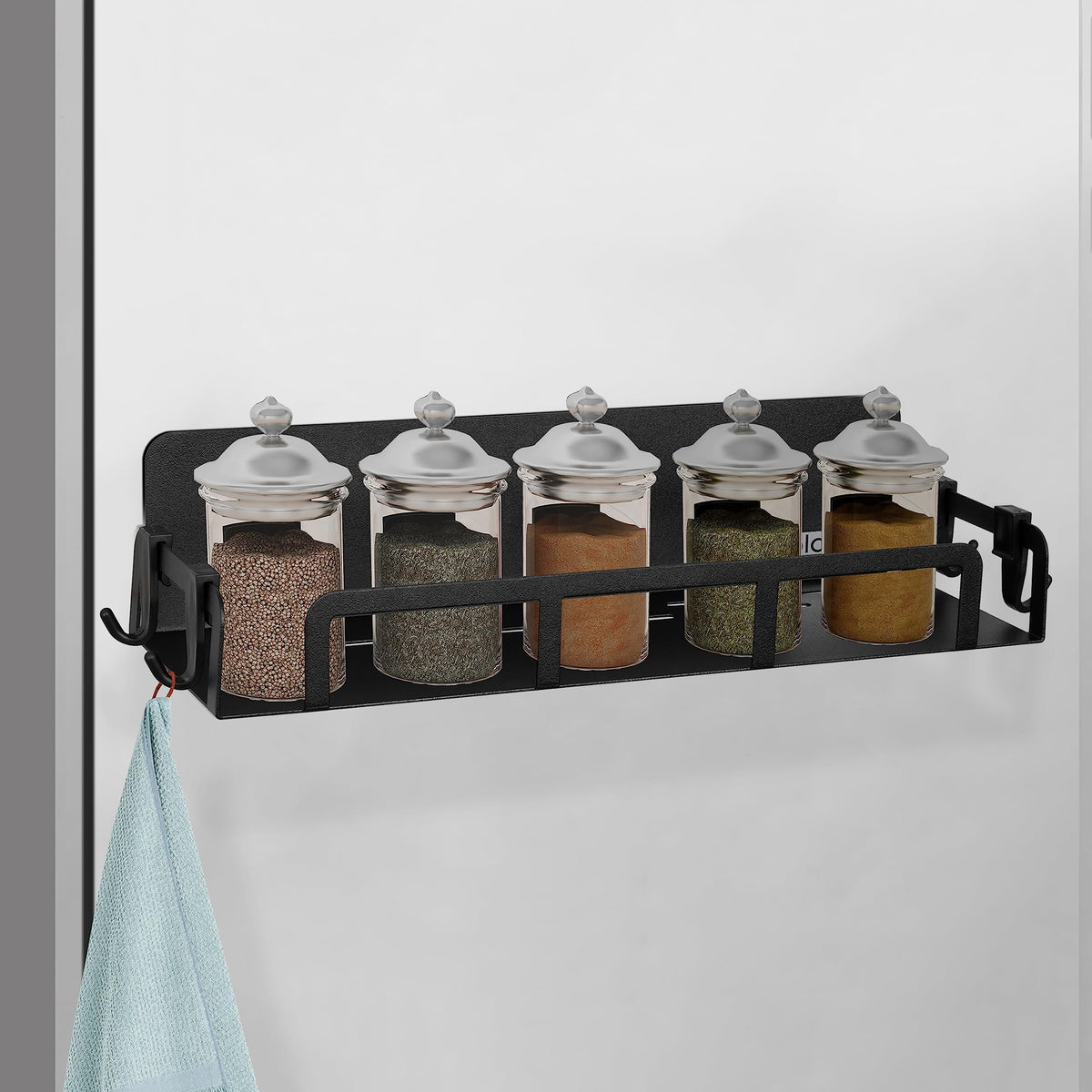 Plantex GI Steel Magnetic Storage Rack for Fridge/Side Storage Rack/Refrigerator Magnetic Shelf for Kitchen/Spice Rack - Pack of 1 (Black)