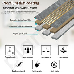 Plantex 3D Wall Panels/Pack of 10 Decorative Louvers for Interior Walls/1x8 Ft Each/80 Sq. Ft Coverage/Charcoal Wall Panels for Hall, Living Room, Office (WD-2209-Textured Grey & Gold)-4