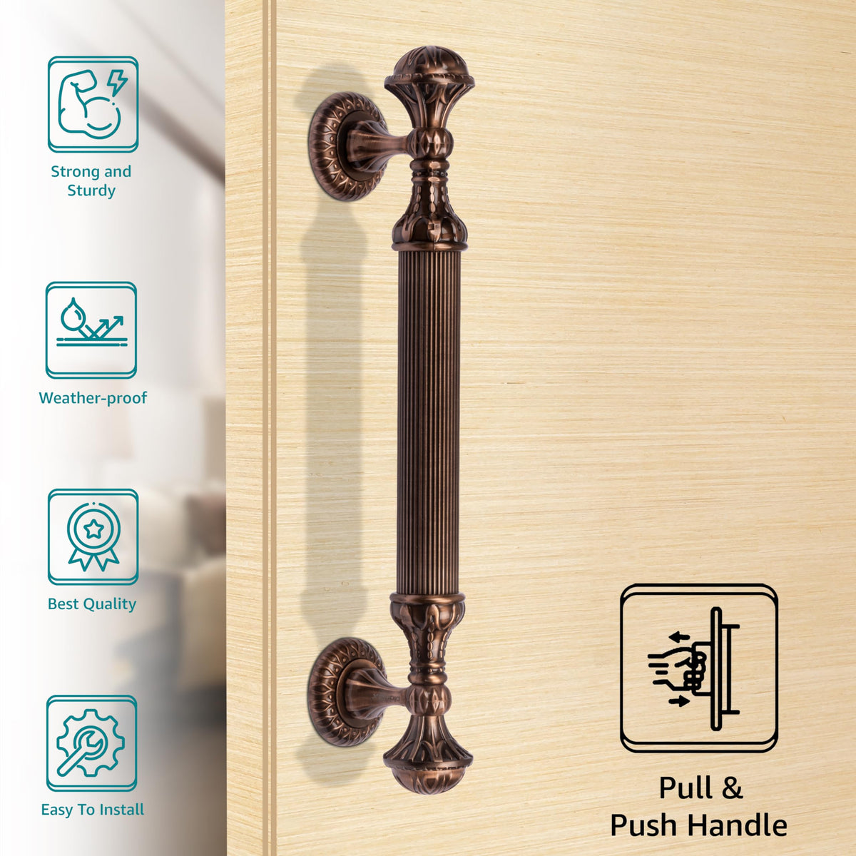 Plantex Heavy Duty Main Door Handle/Door Handle For Main Door/Main Door Handle 15-Inches/PPull Handle - Pack Of 1 (320-Copper Antique Finish) - 3 Years Warranty-2