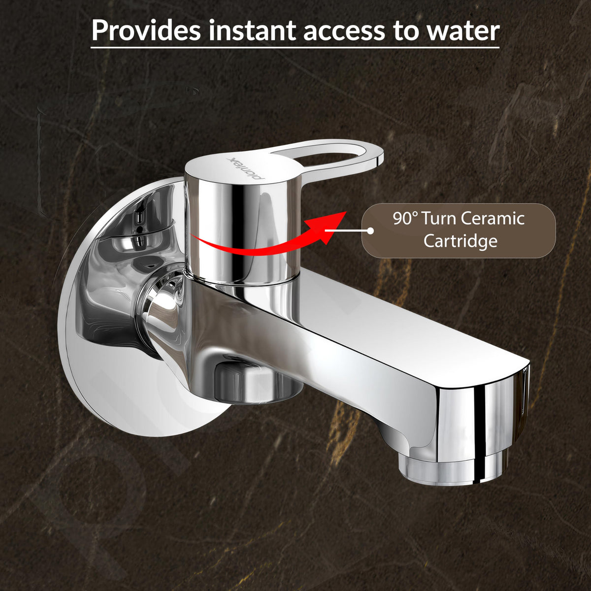 Plantex Long Body Bib Cock Water Tap for Bathroom/Wall Mount Tap for Wash Basin with Teflon Tape & Wall Flange - Pack of 1 (Flip, Chrome)-6