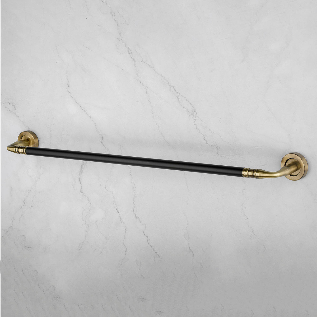 Plantex Single Towel Rod for Bathroom/Towel Holder in Bathroom/Towel Holder/Bathroom Accessories (24 inch - Brass Antique & Black) - Pack of 1-4
