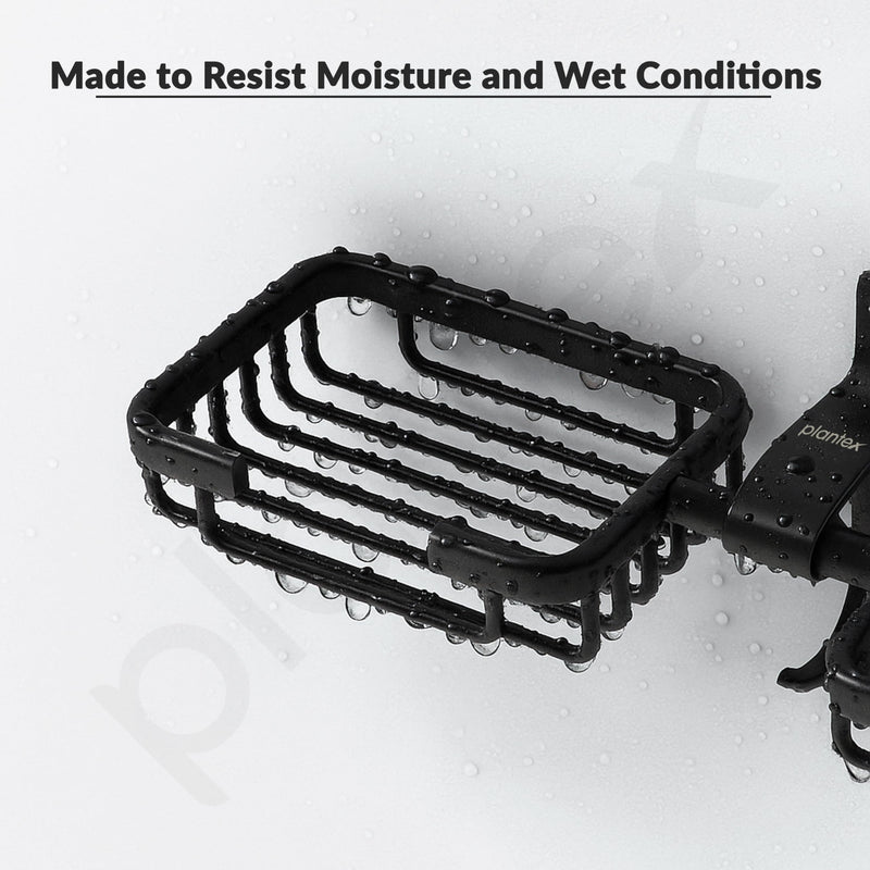 Plantex Aluminum Bathroom Dual Soap Holder with Hook/Soap Stand/Soap Dish/Bathroom Accessories - Black-6