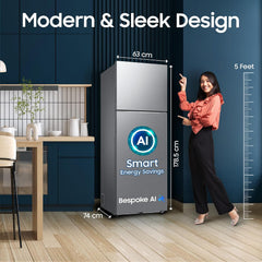 Samsung 350 L, 2 Star, Convertible 5-in-1, Digital Inverter, Frost Free Double Door, WiFi Bespoke AI Refrigerator (RT38HG5A42SLHL, Silver, Ez Clean)-2