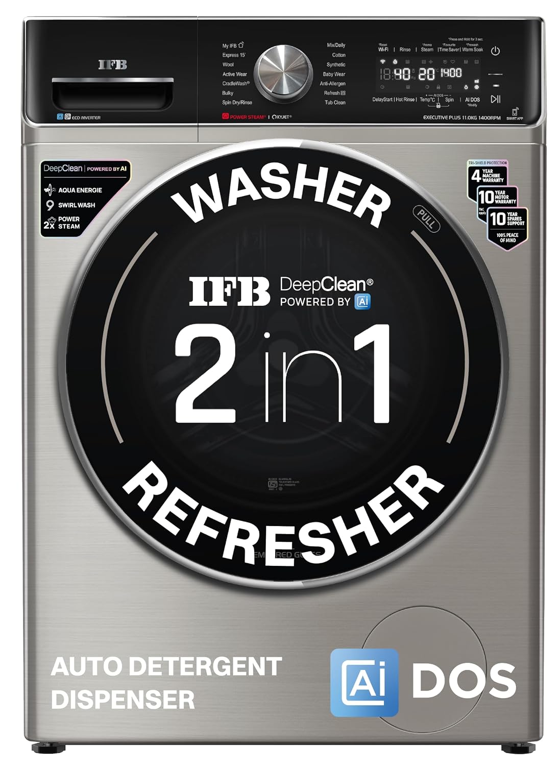 IFB 11 Kg 5 Star, Ai DOS, OXYJET, 9 Swirl Wash, Steam Refresh, Eco Inverter, WiFi, DeepClean® Fully Automatic Front Load
