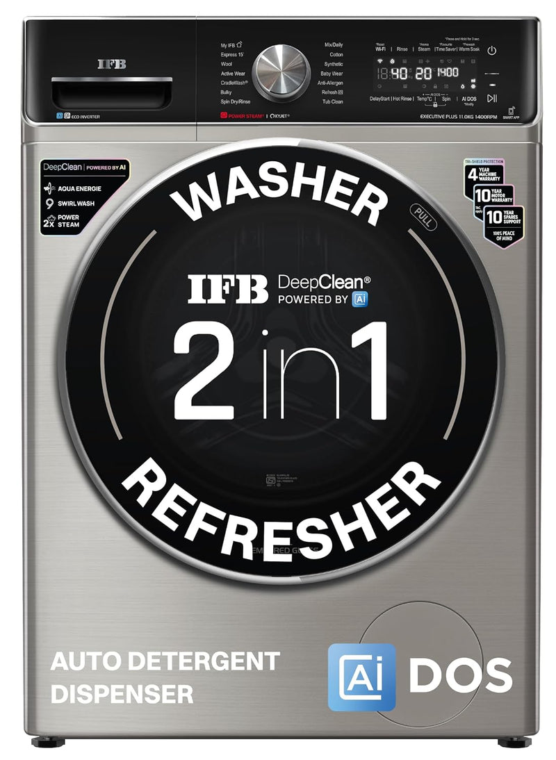 IFB 11 Kg 5 Star, Ai DOS, OXYJET, 9 Swirl Wash, Steam Refresh, Eco Inverter, WiFi, DeepClean® Fully Automatic Front Load
