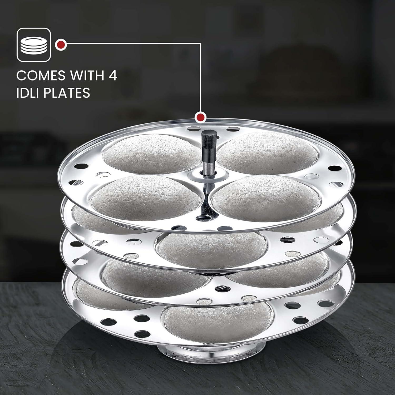 Judge by Prestige Stainless Steel Idli Cooker with 4 Plates, 1 Liters, 25 x 25 x 21 Centimeters, Silver