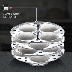 Judge by Prestige Stainless Steel Idli Cooker with 4 Plates, 1 Liters, 25 x 25 x 21 Centimeters, Silver