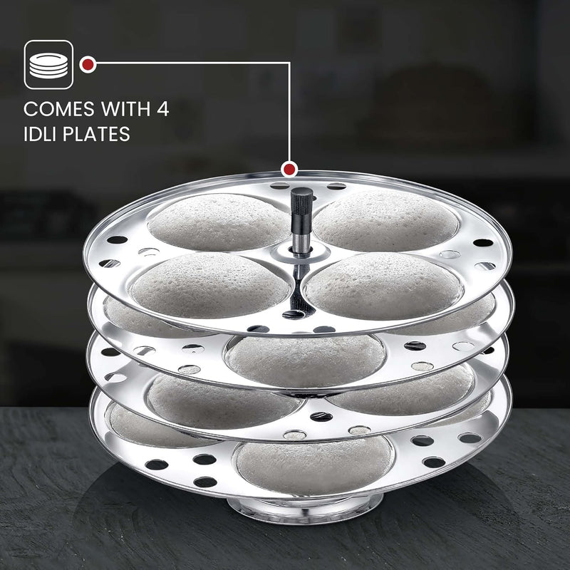 Judge by Prestige Stainless Steel Idli Cooker with 4 Plates, 1 Liters, 25 x 25 x 21 Centimeters, Silver