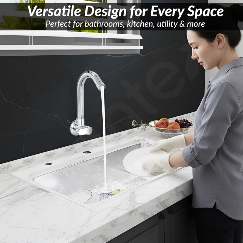 Plantex Pure Brass Sink Tap for Kitchen Basin/Swan Neck Sink Tap for Wash Basin/360 Swivel spout with Water Saving Nozzle Nal Taps - Pack of 1 (Chrome)-6