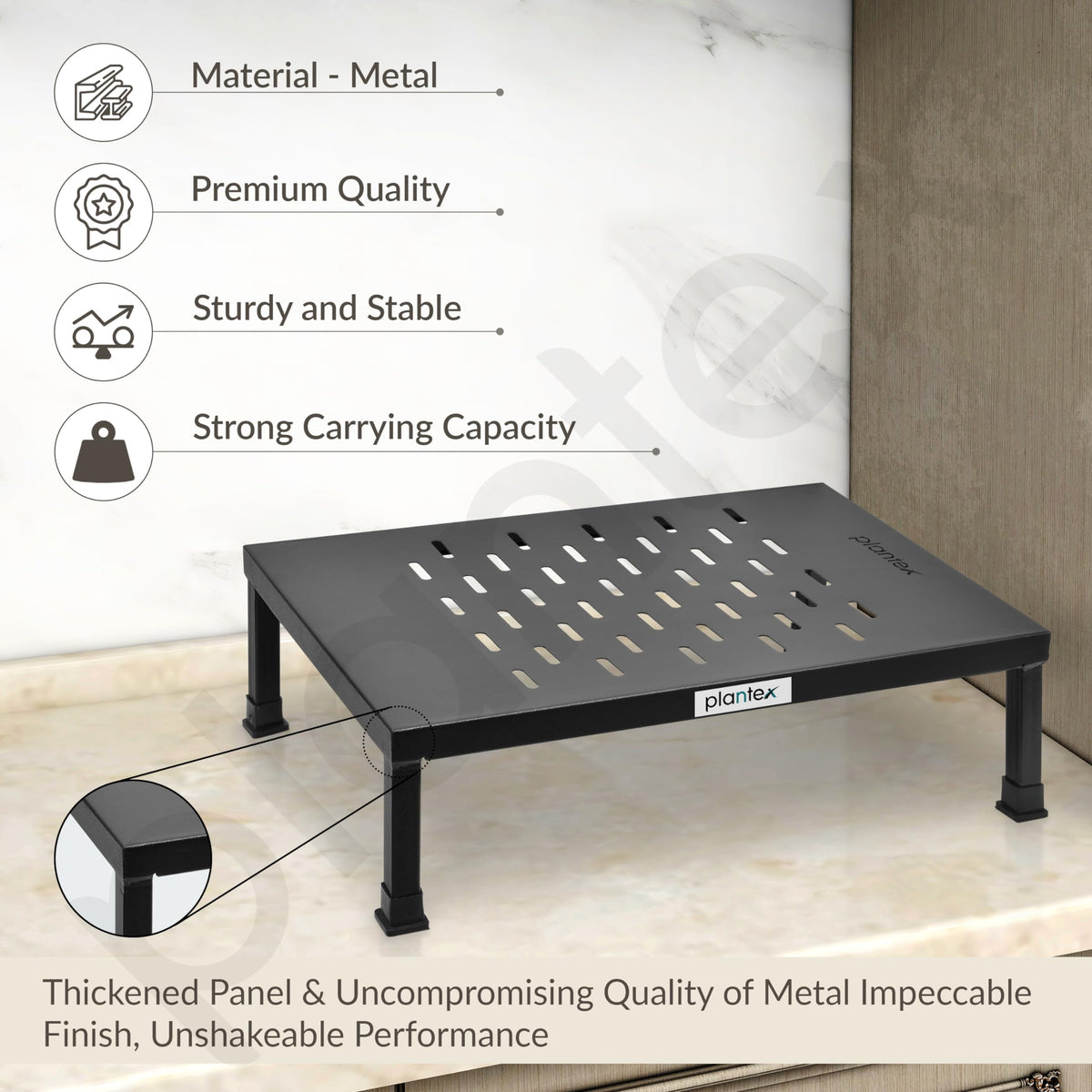 Plantex Oven Stand/Microwave Stand for Kitchen Platform/Microwave Storage Rack for Countertop Organization/Heavy-Duty Metal Shelf - Black-4