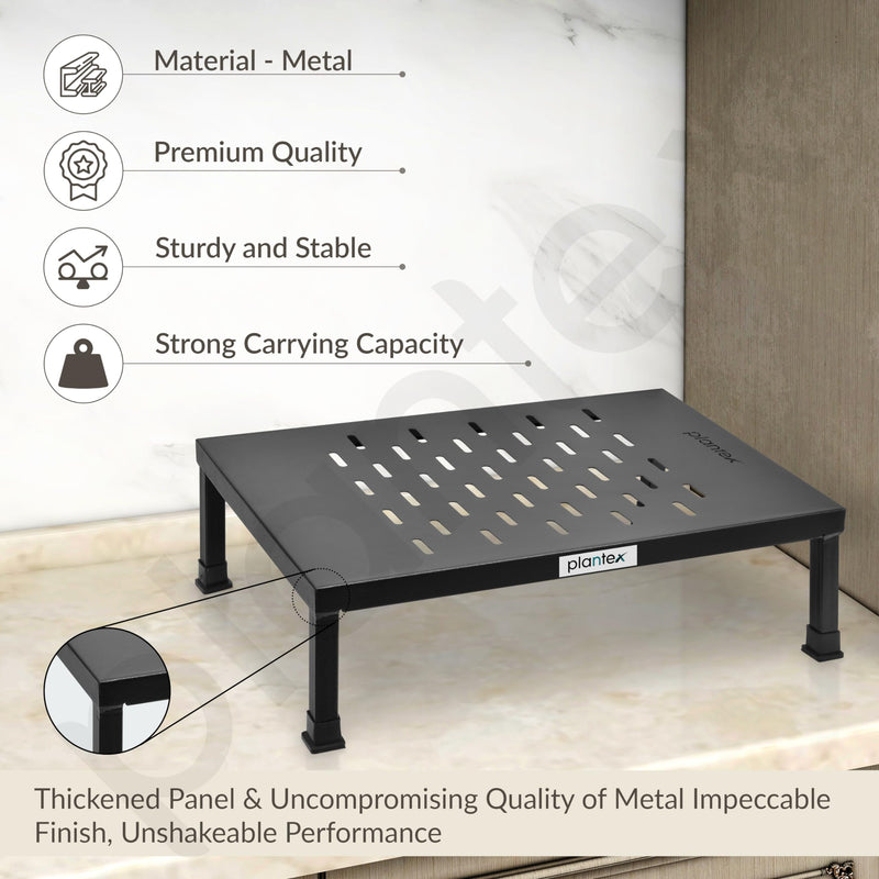 Plantex Oven Stand/Microwave Stand for Kitchen Platform/Microwave Storage Rack for Countertop Organization/Heavy-Duty Metal Shelf - Black-4