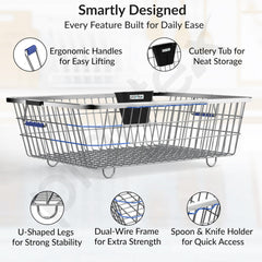Plantex Stainless-Steel Dish Drainer Basket for Kitchen Utensils/Dish Drying Rack/Plate Stand/Bartan Basket (Large Size-64x47x20cm)-3