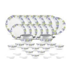 Diva by La Opala, Pearl Collection, Opal Glass Dinner Set 35 pcs, Lively Hues, White