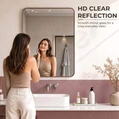 Plantex Aluminium Frame Mirror for Wall/Rectangle Wall Mount Mirror for Bedroom/Dressing Room/Living Room/Entryway - (24x32 Inch-Rose Gold)-6