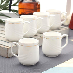 Clay Craft Elegant Gold Line Coffee/Tea Cups Set of 6, Perfect for Daily use 180 ml, (Mona-Set of 6), Tea Cup Set of 6, Mugs for Coffee, Cups Set of 6, Ideal for Gifting, Perfect for Home and Office