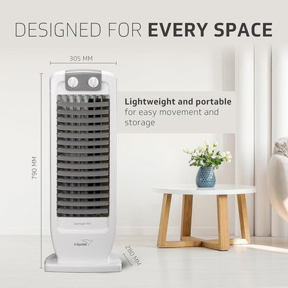 V-Guard Veemagik Neo 17 (43.5cm) Tower Fan | 1300 RPM | 2401 CFM Air Flow | (Grey White) | 18-Months Warranty