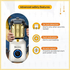 Atomberg Zenova Special Edition Mixer Grinder | Unique Coarse Mode for Silbatta-like Texture | BLDC Motor | Safety Features | 4 Jars including Chopper| Hands-Free Operation| Heritage Brass Pearl White