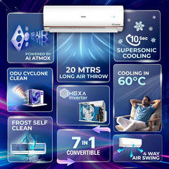 Haier 1.5 Ton 4 Star,New star rated,Wi-Fi HEXA Inverter Smart Split AC (AI Cooling, Energy Saving & Self-Clean, 7 in 1 Convertible, Copper, 4-way (HSA18KU-RAI4NB-I))-2