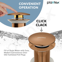 Plantex Pure Brass Waste Coupling for Wash Basin /5 inch Coupling Out let System Full Thread Sink Waste Coupling (Rose Gold - Pack of 1)-4