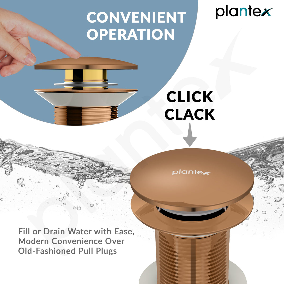 Plantex Pure Brass Waste Coupling for Wash Basin /5 inch Coupling Out let System Full Thread Sink Waste Coupling (Rose Gold - Pack of 1)-4