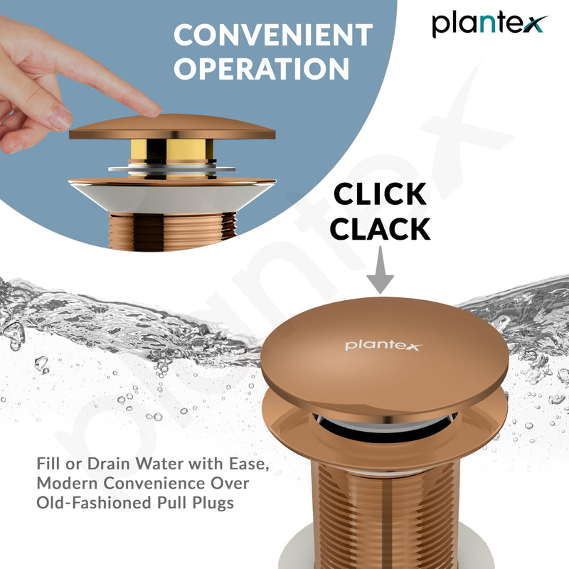 Plantex Pure Brass Waste Coupling for Wash Basin /5 inch Coupling Out let System Full Thread Sink Waste Coupling (Rose Gold - Pack of 1)-4
