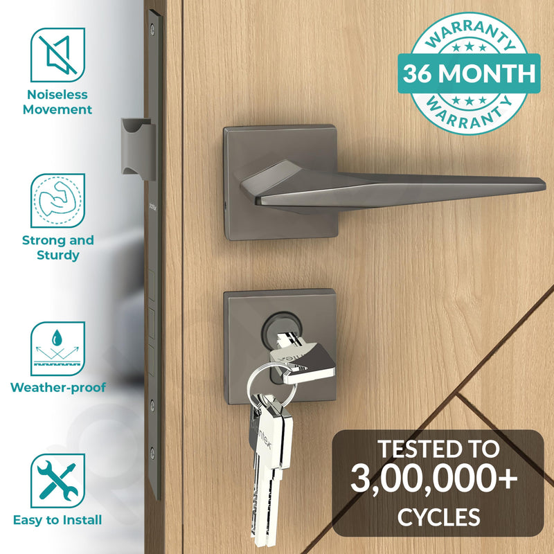 Plantex Door Lock for Home/Main Door Lock Set with 3 Years of Warranty Mortise Lock for Door with Brass Lock Body & Cylinder(7083-Satin Black)-2