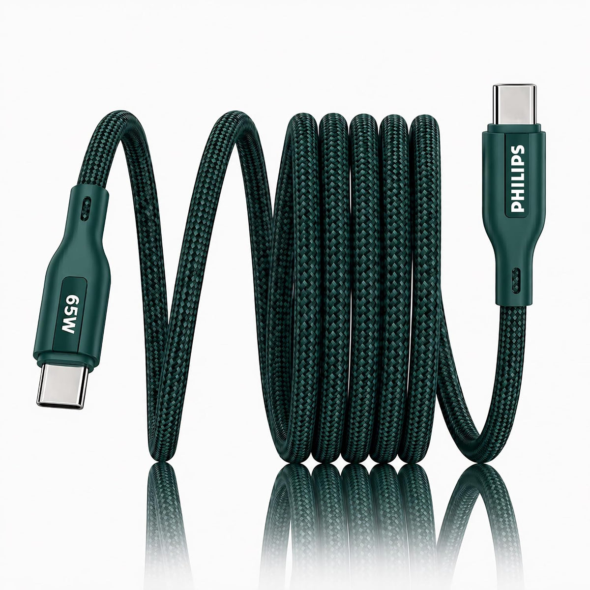 Philips DLC4130CT/94 65W Type-C to Type-C Fast Charging Cable (1m, Crystal Teal)