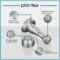 Plantex Stainless Steel Door Stopper/360 Degree 4 Inch Door Magnet for Home/Wall Mounted Soft Catcher to Hold Wooden/Glass/PVC Door/Door Stops for Home (Matt)-4