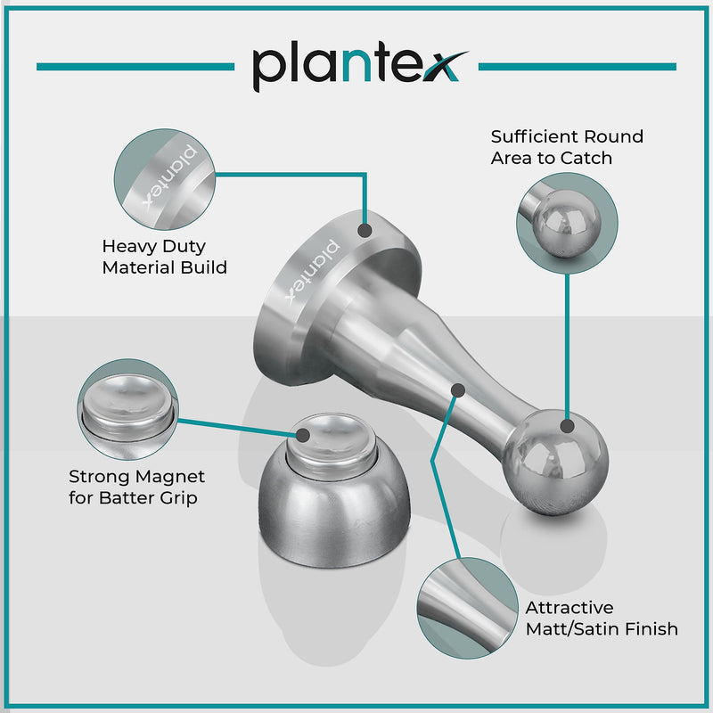 Plantex Stainless Steel Door Stopper/360 Degree 4 Inch Door Magnet for Home/Wall Mounted Soft Catcher to Hold Wooden/Glass/PVC Door/Door Stops for Home (Matt)-4