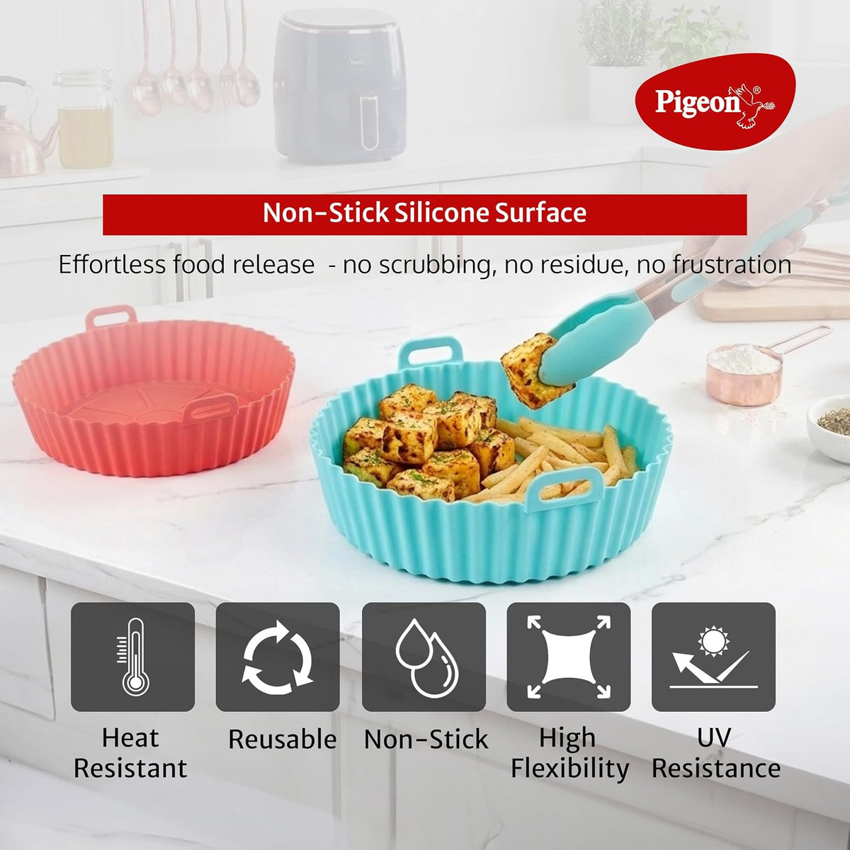 Pigeon 4.2L Digital Air Fryer, 1200W, 360° Rapid Air Circulation, 85% Less Oil, 8 Preset Menus, Non-Stick Basket, Touch 