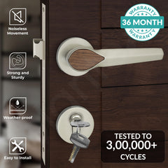 Plantex Heavy Duty Mortise Door Lock/Door Handle Lock/Main Door Handle Set for Home/Office/Door Accessories - (PT-012, Satin & Wood)-2
