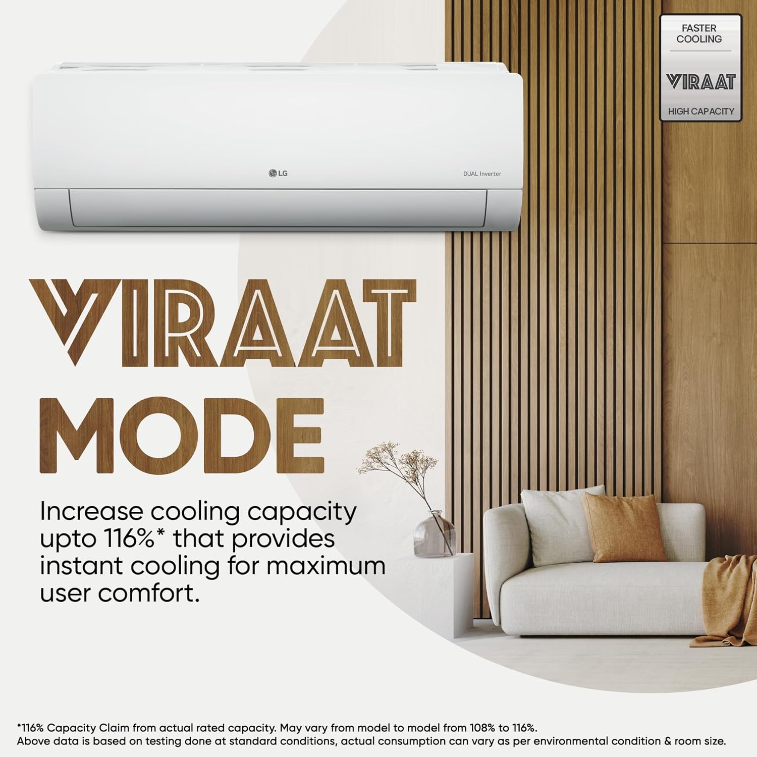 LG 1.5 Ton 3 Star DUAL Inverter Split AC (Copper, AI Convertible 6-in-1, VIRAAT Mode, Diet Mode+, Faster Cooling & Energy Saving, HD Filter with Anti-Virus Protection, US-Q18TNXE1, White)