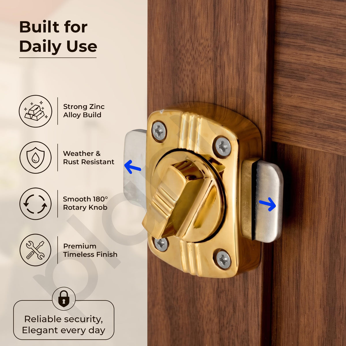 Plantex Latch Lock for Door/Baby Latch for Bathroom/Latch Lock for Main Door/Door Stopper - Pack of 1 (PVD Gold)-2