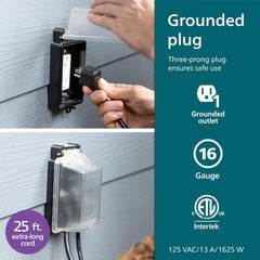 Philips EZGrip SPS3304B/37 1 outlet extension cable 1 outlet Black