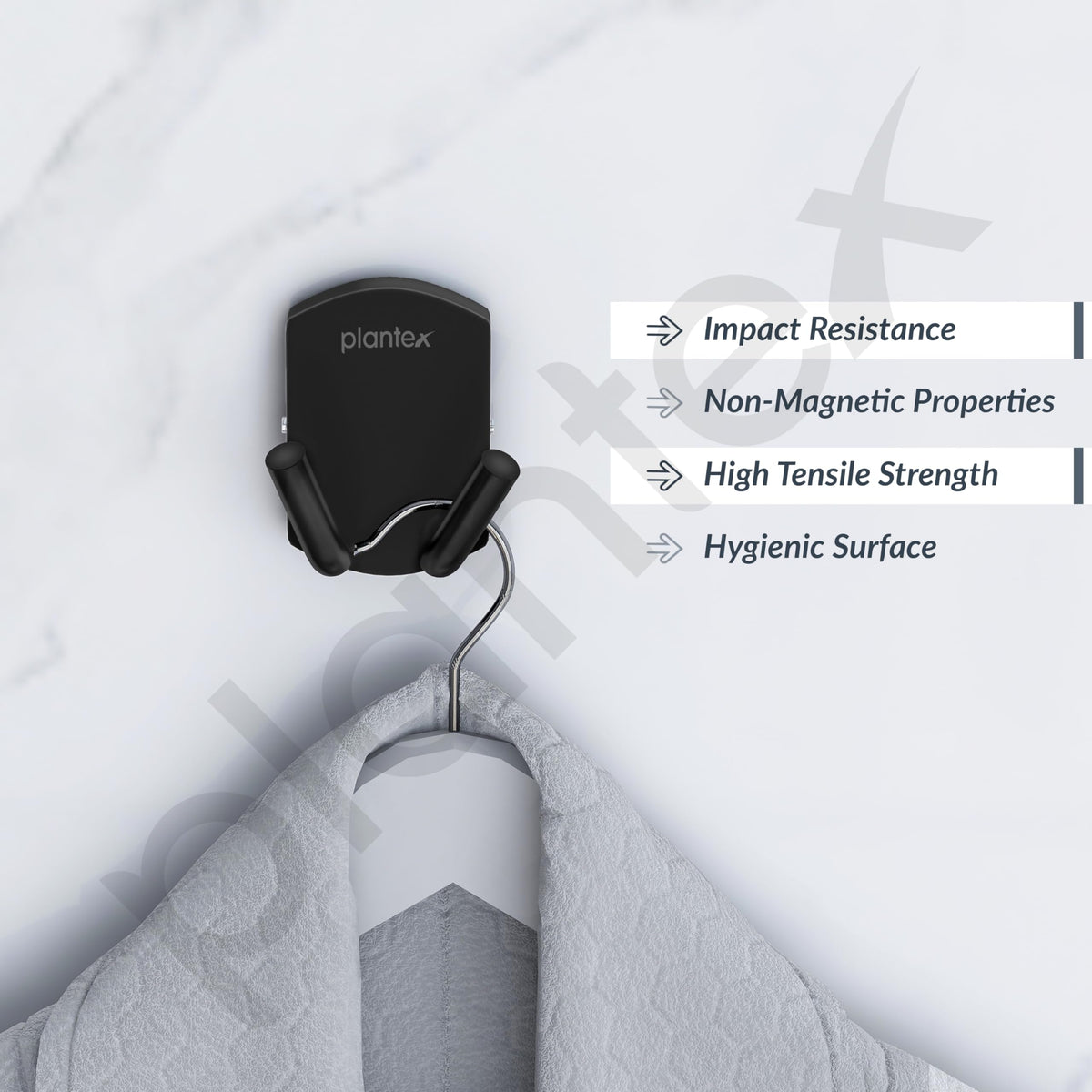 Plantex 304 Grade Stainless Steel Robe Hook/Robe Hooks for Bathroom/Cloth Hanger for Wall/Hooks/Bathroom Accessories - Black (Parv)-2