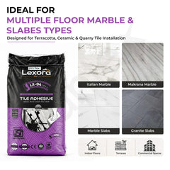 Plantex Lexora Tile Adhesive for Terracotta/Ceramic & Quarry Tiles/Polymer Modified Cement Adhesive for Floor & Wall Tiles Fixing/ Kitchen & Bathroom‚ Use - 20kg (LX-04, White)-2