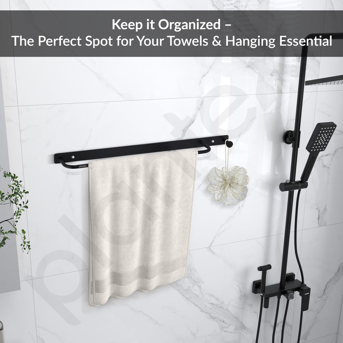 Plantex Towel Holder for Bathroom/Stainless Steel 24 inch Towel Rod/Towel Bar/Towel Hanger/Bathroom Accessories -Pack of 1 (Black)-4